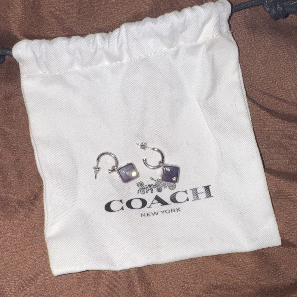 Coach Silver Hoop Earrings with Charms